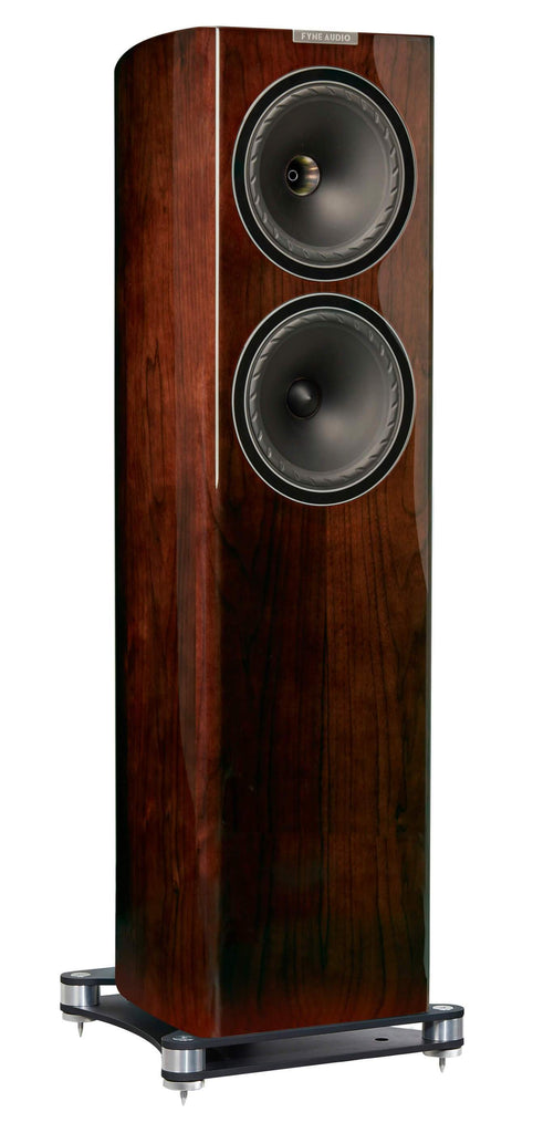 Fyne Audio F702 Floorstanding Speakers Piano Gloss Walnut Side