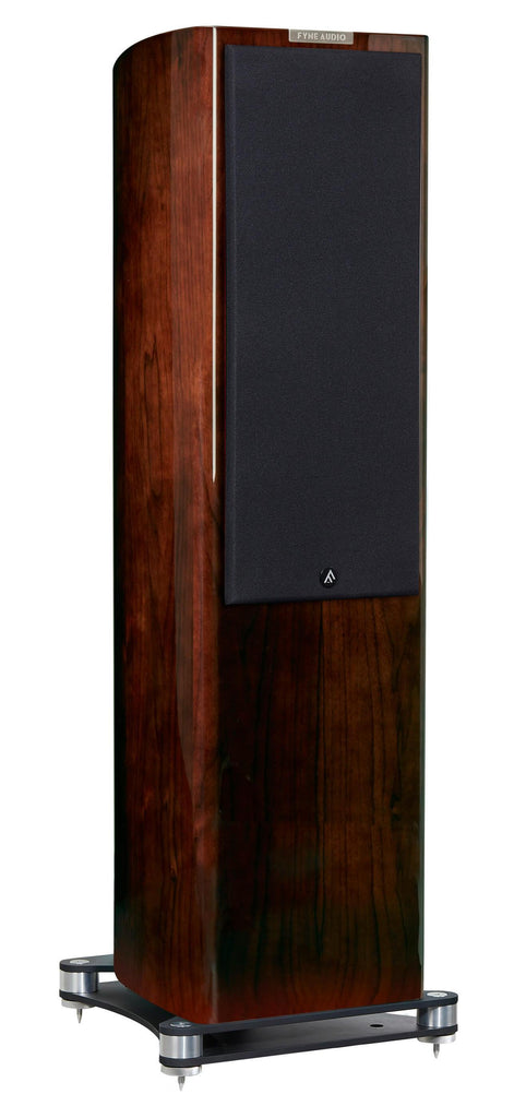 Fyne Audio F702 Floorstanding Speakers Piano Gloss Walnut Cover Side