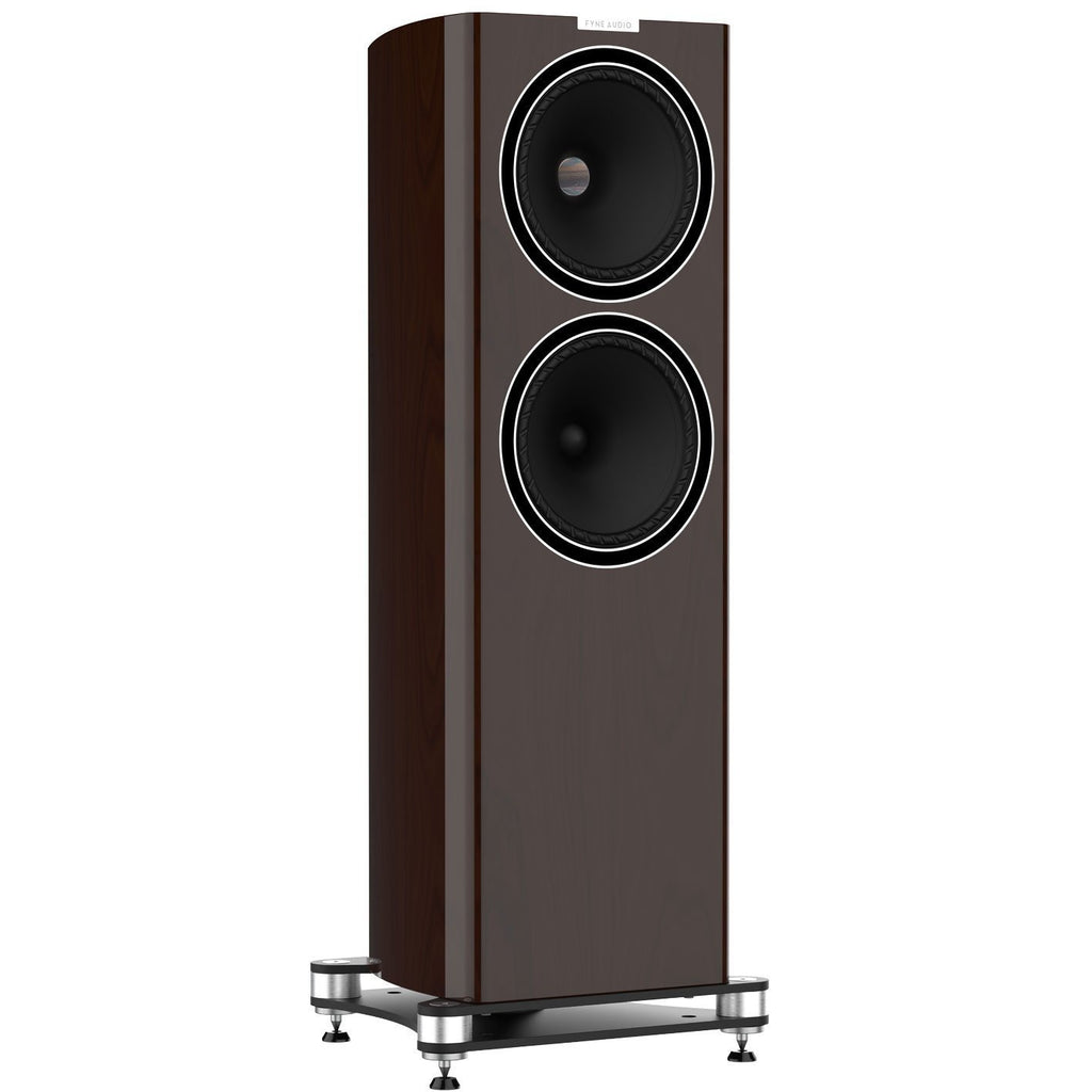 Fyne Audio F704 Floorstanding Speakers Piano Gloss Walnut Side